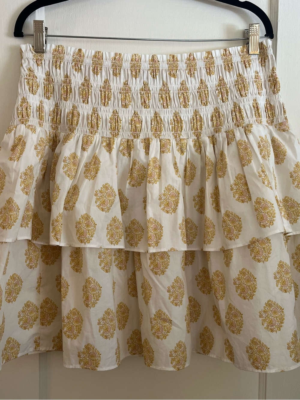 JCrew Block Print Smocked Tiered Mini Skirt